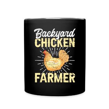 Poulet, Éleveur, Coq, Poule, Poulets de basse-cour, - Mug uni - noir - Devant