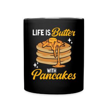 Pancake Frühstück Pfannkuchen - Tasse einfarbig - Schwarz - Vorne