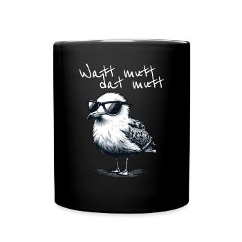 Watt mutt dat mutt Coole Möwe Nordsee Spruch - Full Colour Mug - black - Front