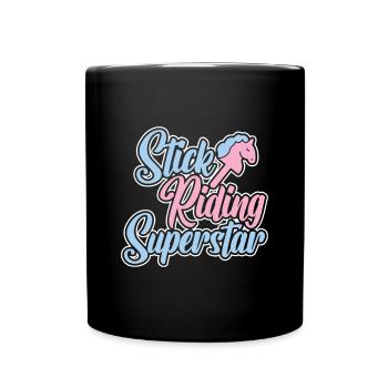 Stick Riding Superstar - Hobby Horse Steckenpferd - Full Colour Mug - black - Front