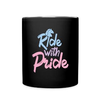 Ride with Pride - Hobby Horse Steckenpferd - Full Colour Mug - black - Front