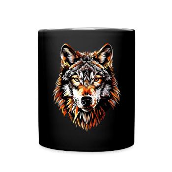 Wolf Motif Wolves Wolf Pack Gray Wolfhound Wolf - Full Colour Mug - black - Front