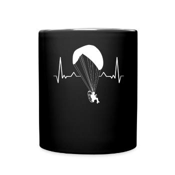 Paramtoring Paramotor Pilot Paragliding Heartbeat - Full Colour Mug - black - Front