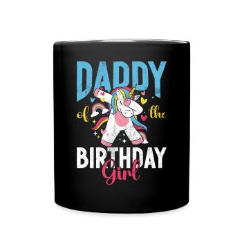 Birthday Girl's Dad Unicorn Bday - Full Colour Mug - black - Front