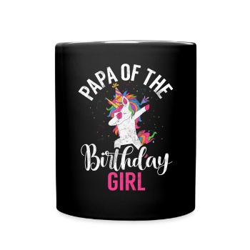 Birthday Girl's Dad Unicorn Bday - Full Colour Mug - black - Front