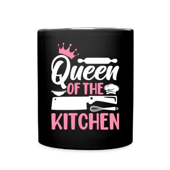 Chef cuisinier Femme Reine de la Cuisine - Mug uni - noir - Devant