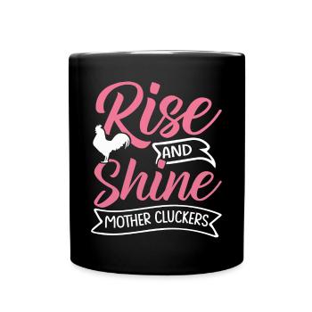 Lustige Hühnerstall Bauernhof Tier Aufstieg Glanz - Tasse einfarbig - Schwarz - Vorne