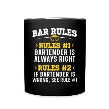 Bartender Mixologist Bar Rules - Full Colour Mug - black - Front