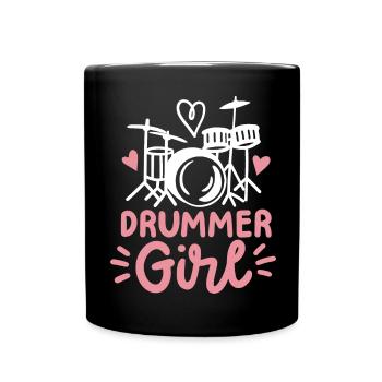 Schlagzeugerin Schlagzeug - Tasse einfarbig - Schwarz - Vorne