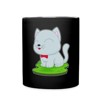 Katze Fliege - Tasse einfarbig - Schwarz - Vorne