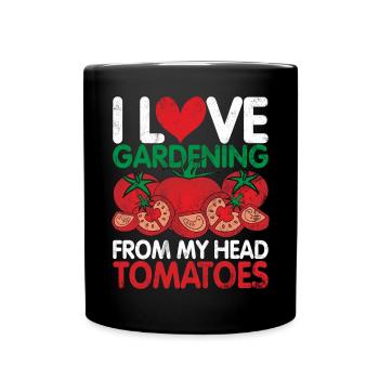 Tomates du jardin Légumes Tomates tête de jardinier - Mug uni - noir - Devant