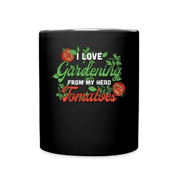 Tomates du jardin Légumes Tomates tête de jardinier - Mug uni - noir - Devant