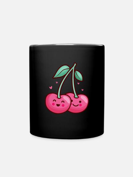 Kirsche Kirschbaum Kirschblüte Frucht Geschenk - Tasse einfarbig - Schwarz