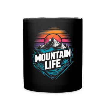 Energetic Mountains and Sunset - Full Colour Mug - black - Front
