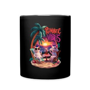 Romantischer Strandkater - Tasse einfarbig - Schwarz - Vorne
