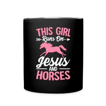 Cette fille marche sur Jésus Cavalier Cavalier - Mug uni - noir - Devant