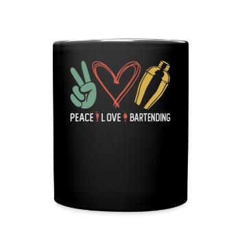 Bartender Mixologist Peace Love - Tasse einfarbig - Schwarz - Vorne