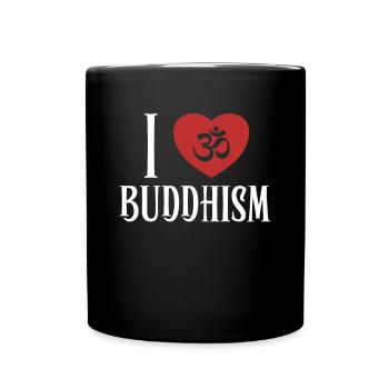 Ich liebe Buddhismus Buddhistisches Symbol Statue Priester - Tasse einfarbig - Schwarz - Vorne