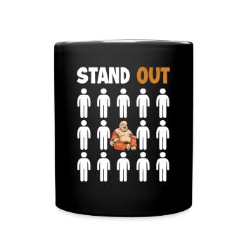Hervorzuheben ist die buddhistische Statue eines Priesters und Symbols des Buddhismus. - Tasse einfarbig - Schwarz - Vorne