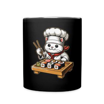 Sushi Essen Japan Nigiri Geschenk - Tasse einfarbig - Schwarz - Vorne