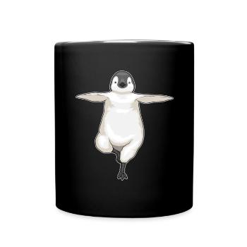 Pinguin Yoga Fitness Gymnastik - Tasse einfarbig - Schwarz - Vorne