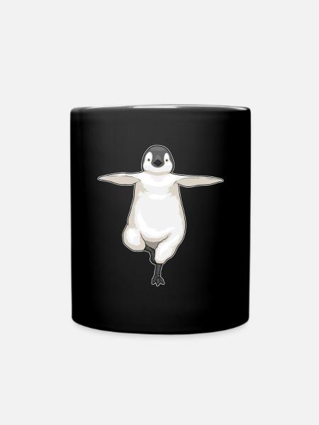 Pinguin Yoga Fitness Gymnastik - Tasse einfarbig - Schwarz