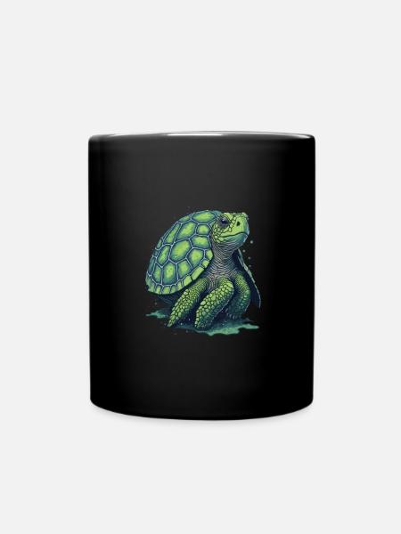 Rette die Schildkröte, rette die Natur, rette die Welt - Tasse einfarbig - Schwarz