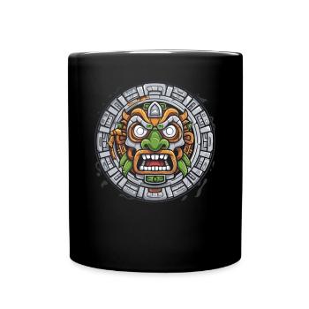 Aztec God Ancient Mythology Tonatiuh Face - Full Colour Mug - black - Front