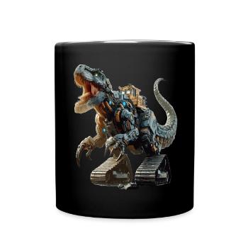 Excavator T-Rex Dinosaur - Full Colour Mug - black - Front