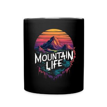 Mountain Life Retro Sunset Design - Full Colour Mug - black - Front