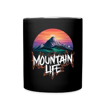 Lune de montagne à couper le souffle avec coucher de soleil - Mug uni - noir - Devant