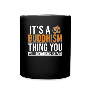 Es ist ein buddhistisches Statuensymbol aus dem Buddhismus - Tasse einfarbig - Schwarz - Vorne