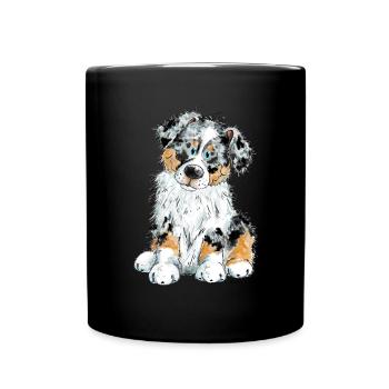 Australian Shepherd Dog Aussie - Full Colour Mug - black - Front