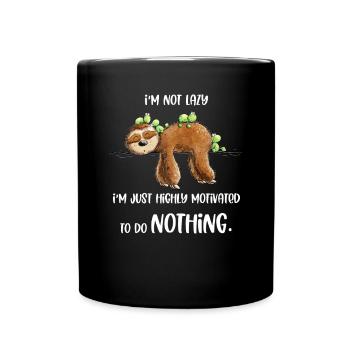 Sloth Saying Lazy Lazy Doing Nothing Saying - Full Colour Mug - black - Front