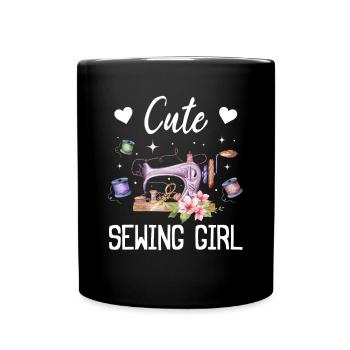 Cute sewing girl - Seamstress Sewing Girl Sewing L - Full Colour Mug - black - Front