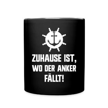 Zu Hause ist wo der Anker fällt - Tasse einfarbig - Schwarz - Vorne