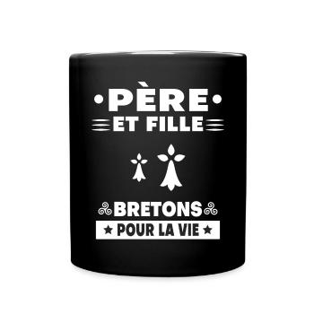 père et fille bretagne breton papa - Mug uni - noir - Devant