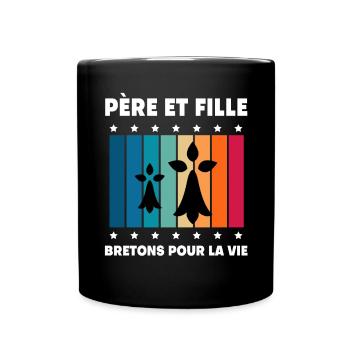 père et fille papa bretagne vintage breton - Mug uni - noir - Devant