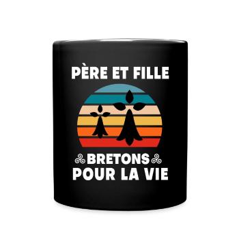 père et fille vintage bretagne papa breton - Mug uni - noir - Devant
