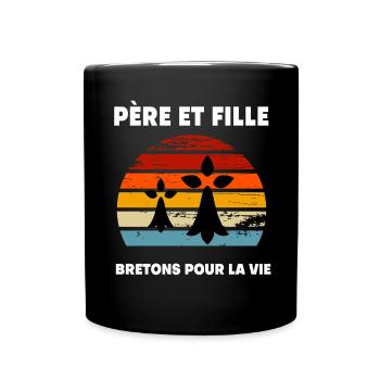 père et fille vintage papa bretagne breton - Mug uni - noir - Devant
