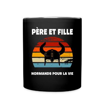 père et fille papa normand vintage viking - Mug uni - noir - Devant