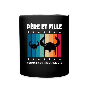 père et fille vintage papa normand viking - Mug uni - noir - Devant
