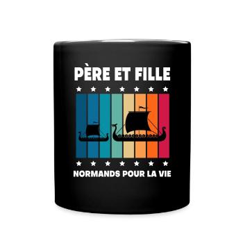 Father and daughter vintage Norman Normandy - Full Colour Mug - black - Front