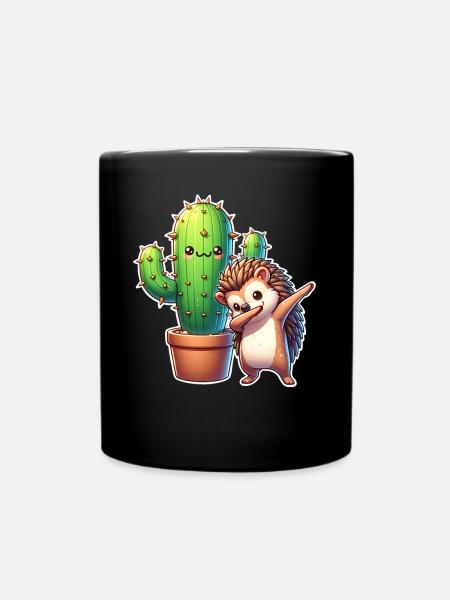 Igel Kaktus - Tasse einfarbig - Schwarz