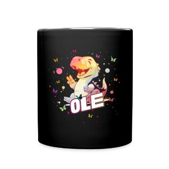 OLE - Beau prénom de garçon avec mignon DINO T-REX - Mug uni - noir - Devant