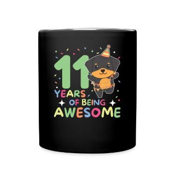 Rottweiler pour ses 11 ans Enfants de onze ans - Mug uni - noir - Devant