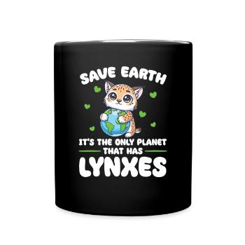 Ist der einzige Planet mit Luchse Earth Day - Tasse einfarbig - Schwarz - Vorne