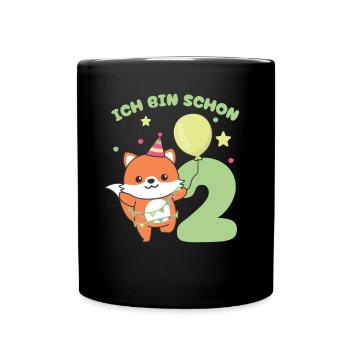 J’ai déjà 2 enfants d’anniversaire de renard - Mug uni - noir - Devant