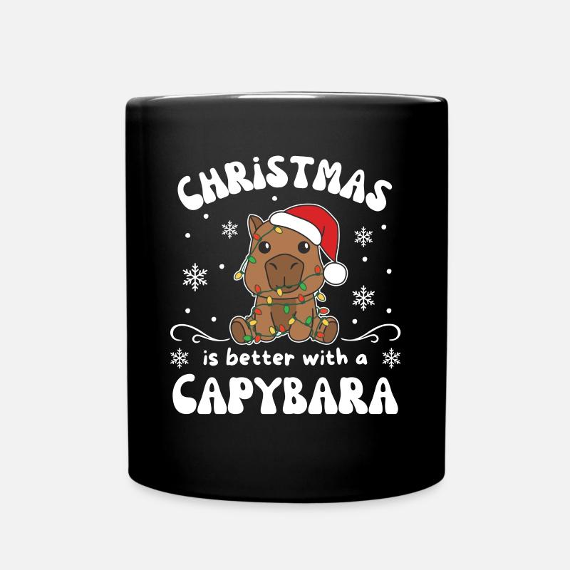 Noël est meilleur avec un capybara - Mug uni - noir