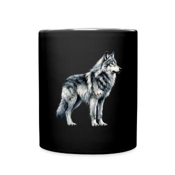 Wolf design Wolfsliebhaber Majestätischer Wolf - Tasse einfarbig - Schwarz - Vorne